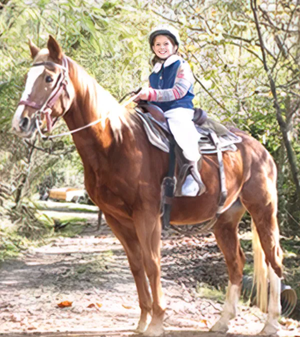 a little girl on a horse