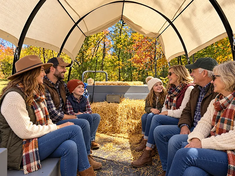 people inside a covered wagon
